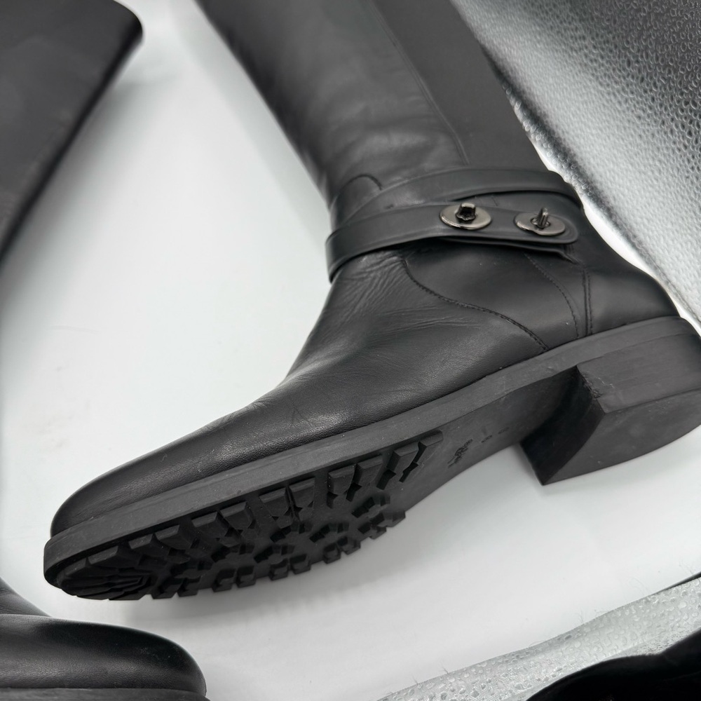 COACH | Essex Semi Matte Leather Tall Boots, Black 9.5 B wide calf/ regular - Picture 9 of 11